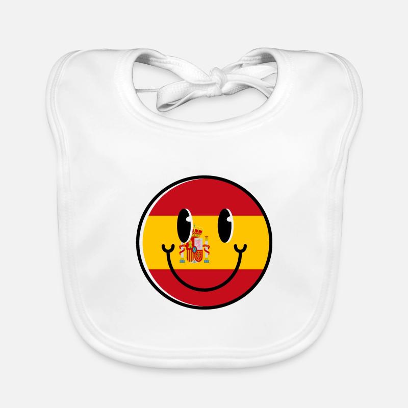 Espagne Drapeau Sourire Drapeau espagnol Utilisé Look - Bavoir bio Bébé - blanc