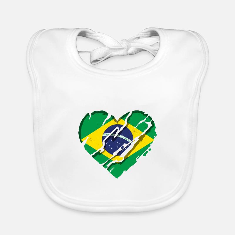 Drapeau Brésil Drapeau brésilien Amérique du Sud - Bavoir bio Bébé - blanc