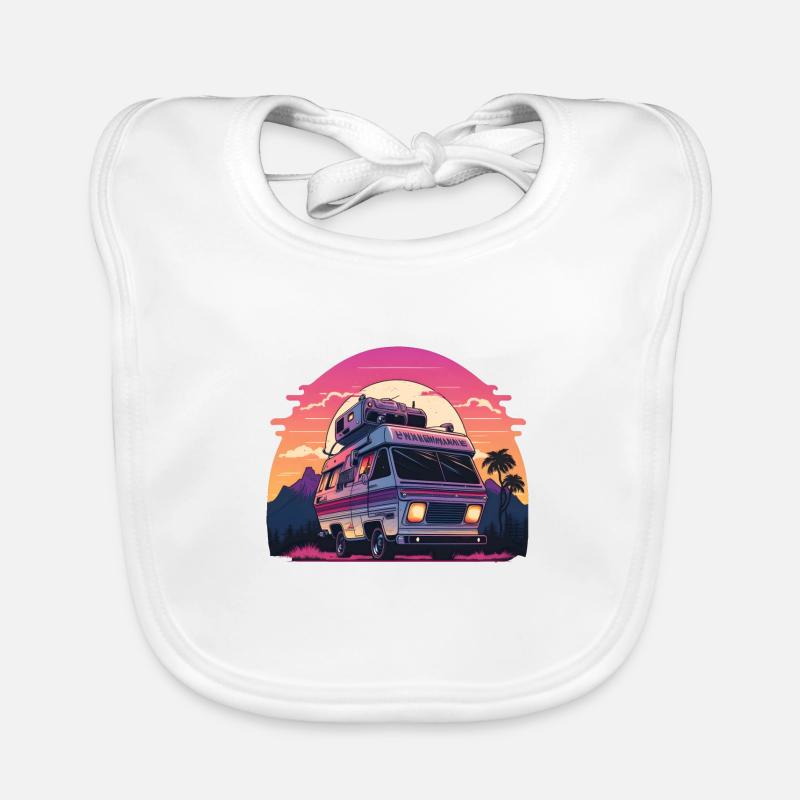 Synthwave Camper coucher de soleil Bavoir bio Bébé