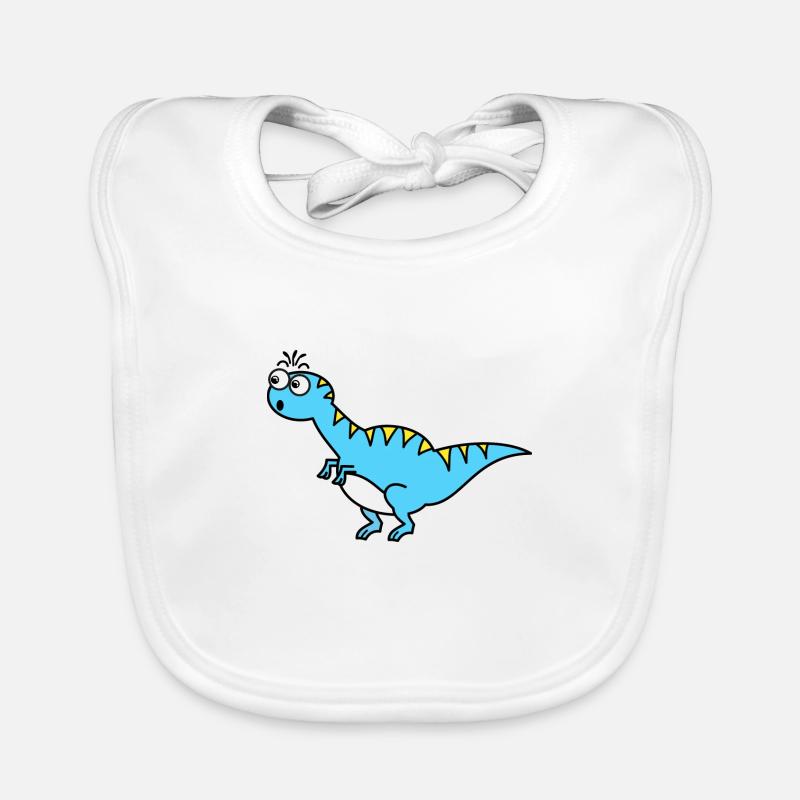 Bleu dinosaure - Bavoir bio Bébé - blanc