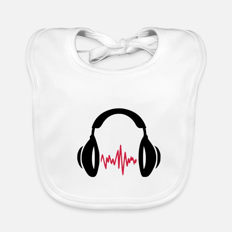Kopfhörer Headphone Musik Dj Sound Karaoke - Baby Bio-Lätzchen - Weiß