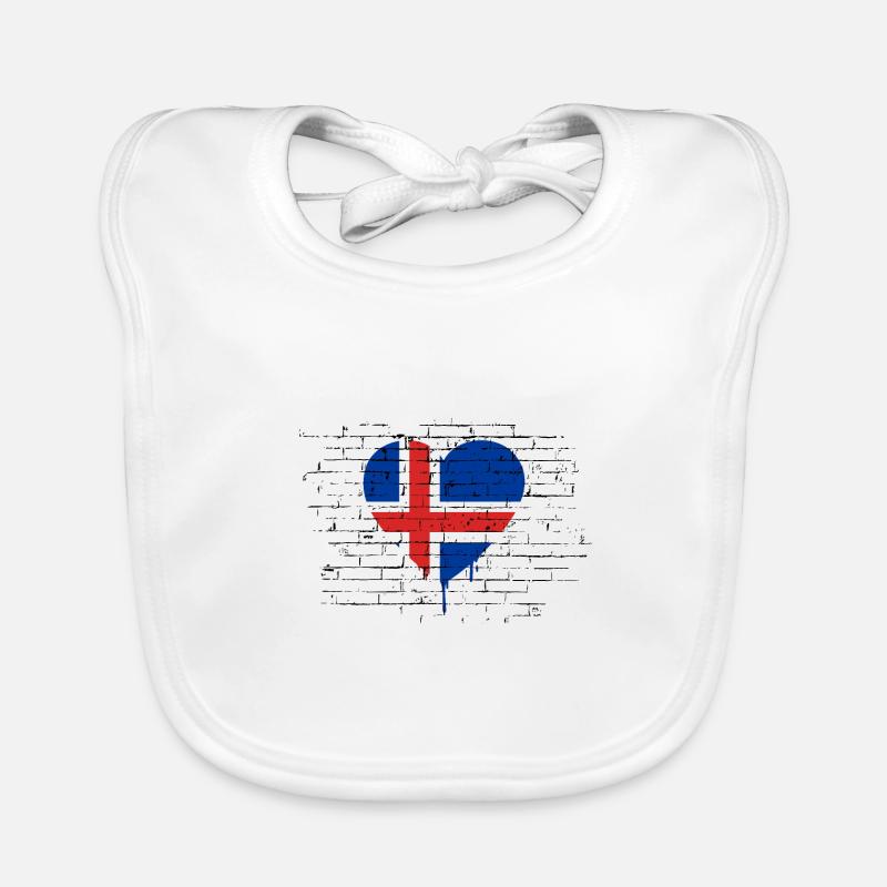 Drapeau de l’Islande Drapeau islandais vintage Look utilisé Bavoir bio Bébé