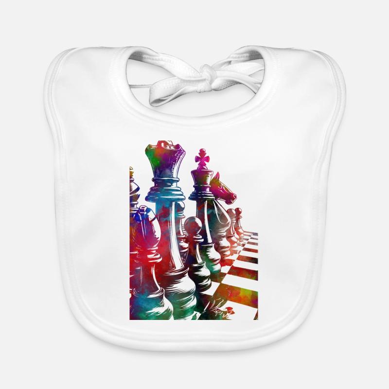 Échecs #chess #sport - Bavoir bio Bébé - blanc