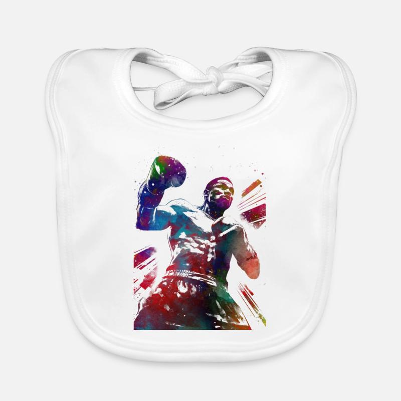 Sports de boxe #boxing - Bavoir bio Bébé - blanc