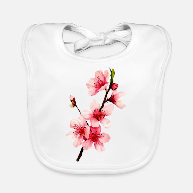 Fleur de cerisier - Bavoir bio Bébé - blanc