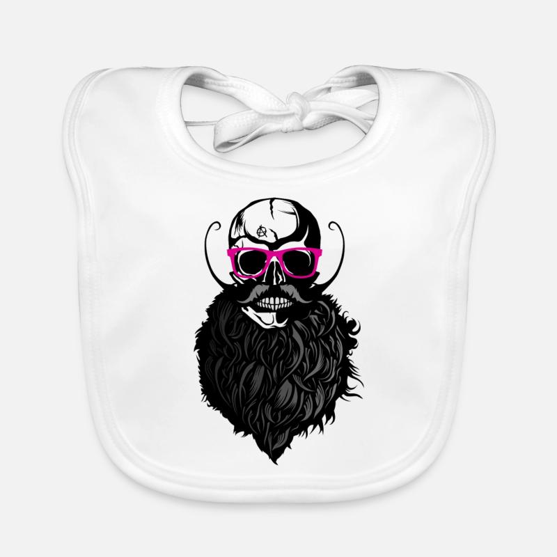tete de mort hipster crane chauve logo anarchy slu - Bavoir bio Bébé - blanc