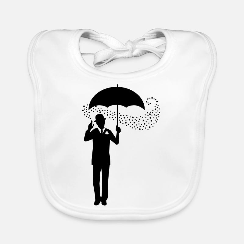 Zauberer - Regenschirm - Melone - Pantomime - 1C Baby Bio-Lätzchen