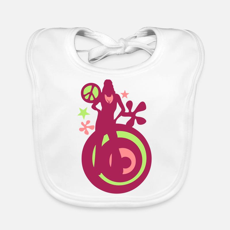70 years13 seventies disco peace love power Organic Baby Bibs