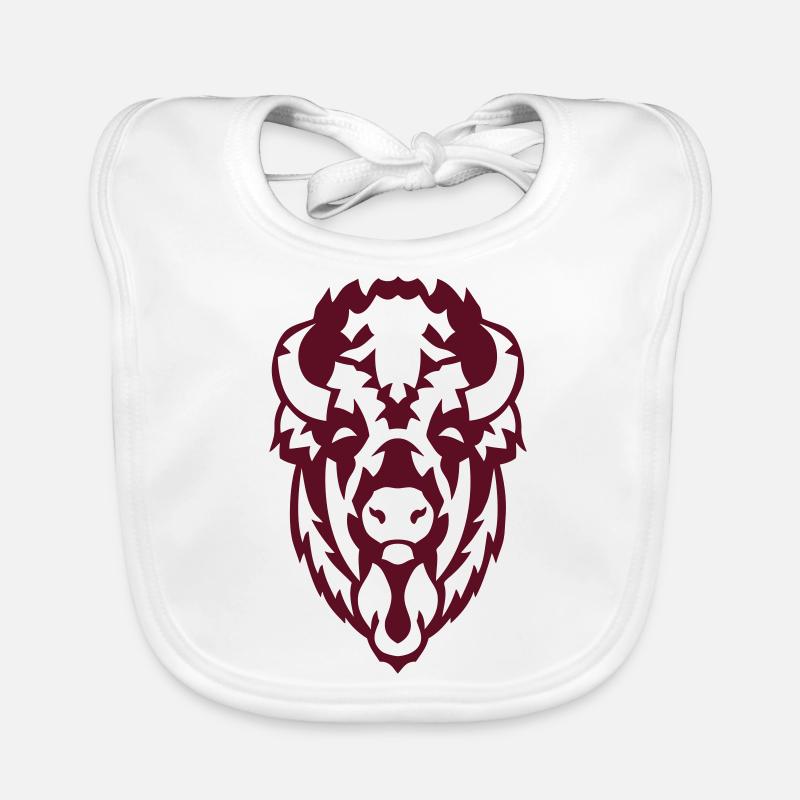 animal head bison Organic Baby Bibs