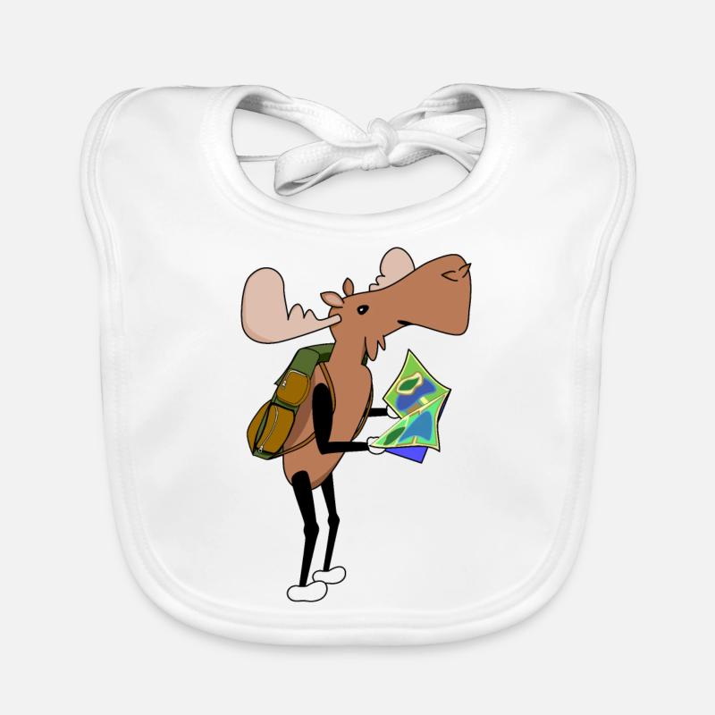 Moose Comic Hiking Map Organic Baby Bibs