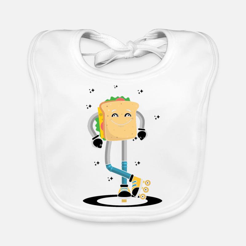 Rollerskaten Rollerskater Skaten Sandwich Bread Organic Baby Bibs