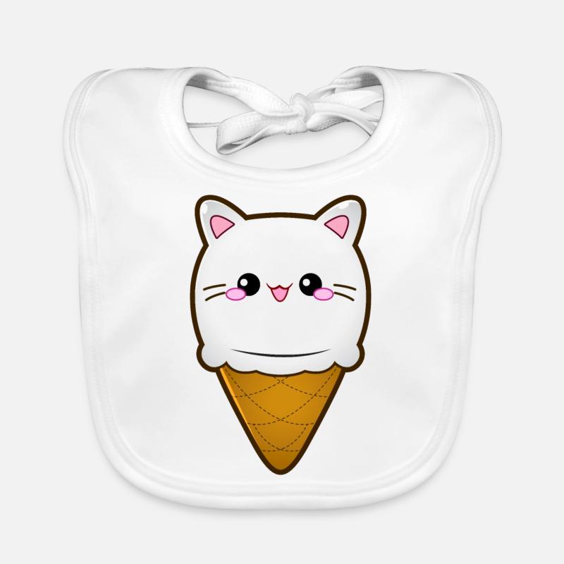 Crème glacée Chat Crème glacée Chat glace Boule de crème glacée à la vanille Bavoir bio Bébé