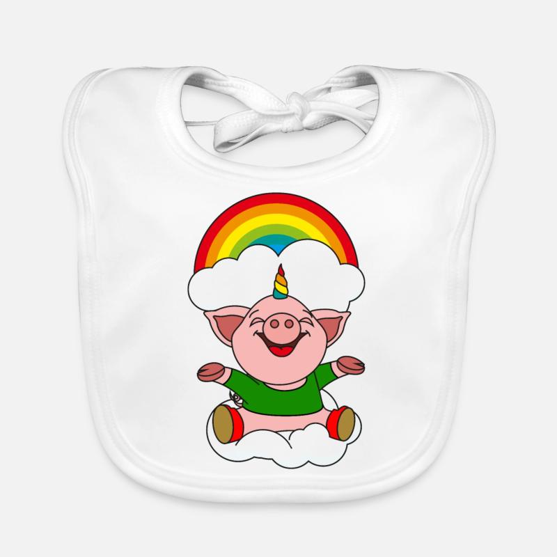 petite corne de cochon colorée - Bavoir bio Bébé - blanc
