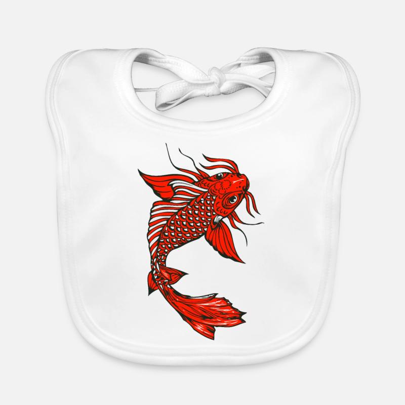 poisson koi carpe japonais dessin 1403 A - Bavoir bio Bébé - blanc