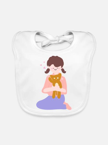 Cat sits in human palm2 - Organic Baby Bibs - white - Front