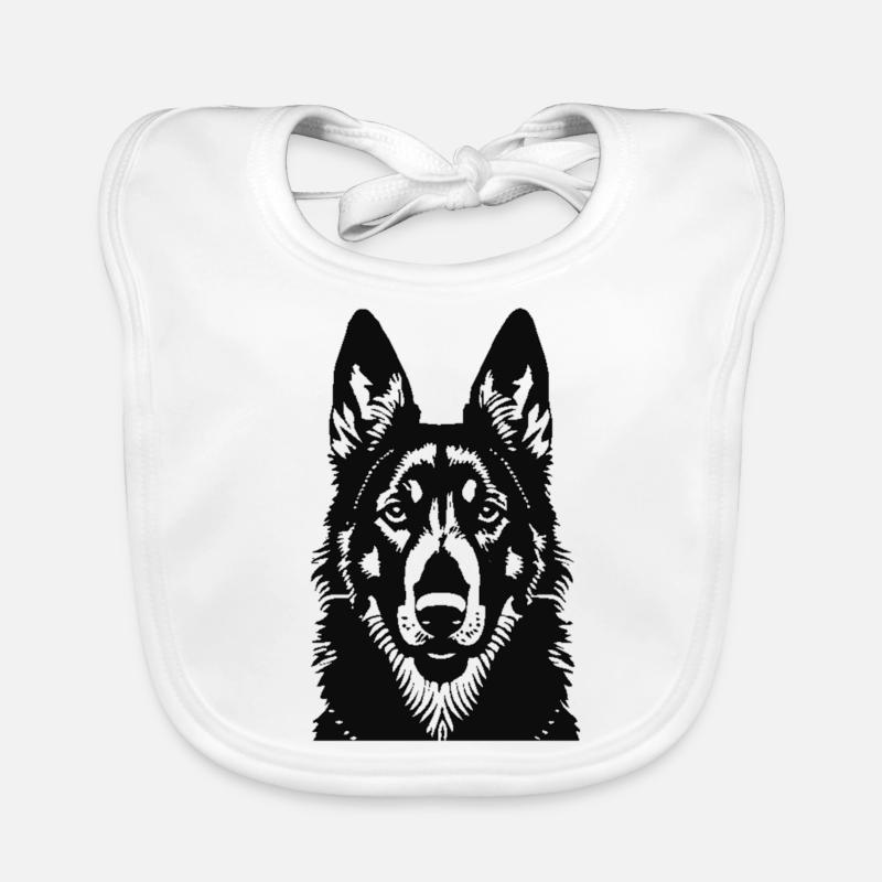 German Shepherd Head Silhouette Organic Baby Bibs