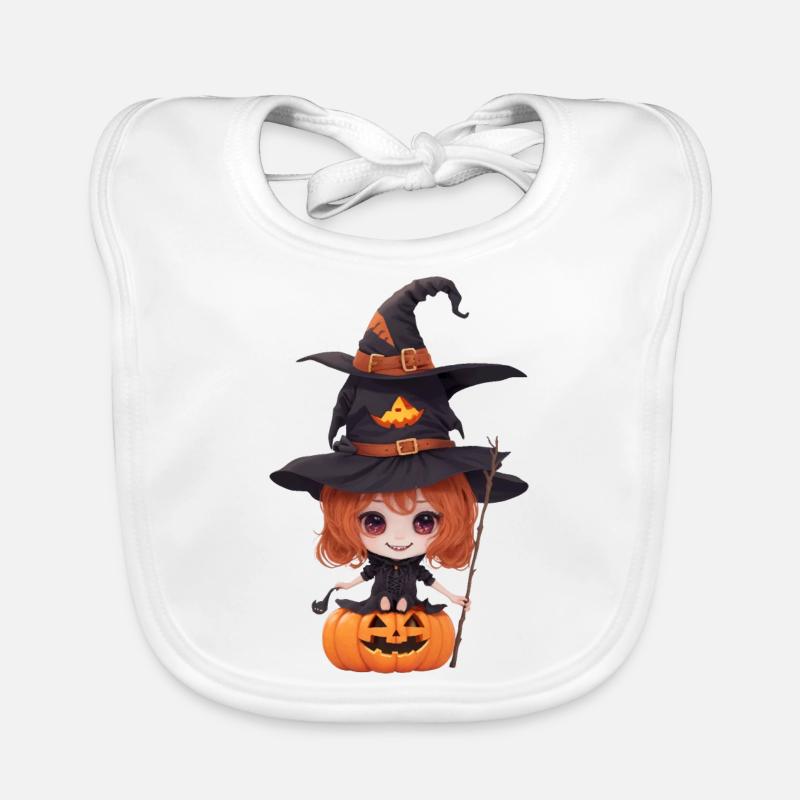 Sorcière à la citrouille Helloween Bavoir bio Bébé