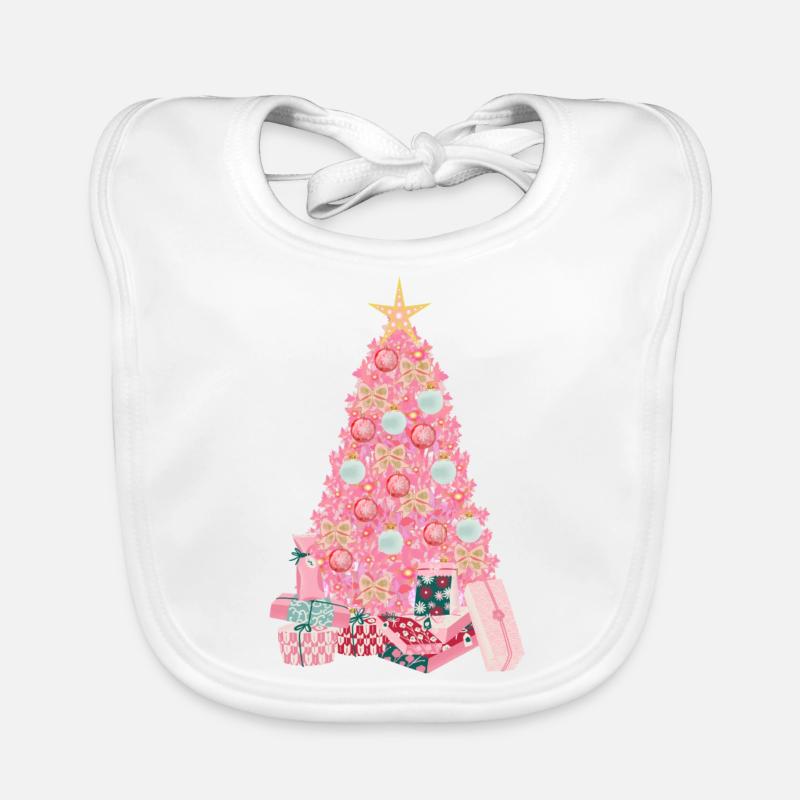 Pink Fir Tree Organic Baby Bibs