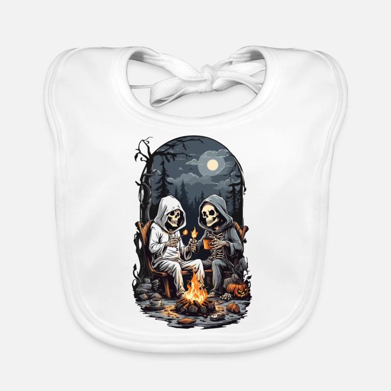 Conception de feu de camp squelette de camping Halloween Bavoir bio Bébé