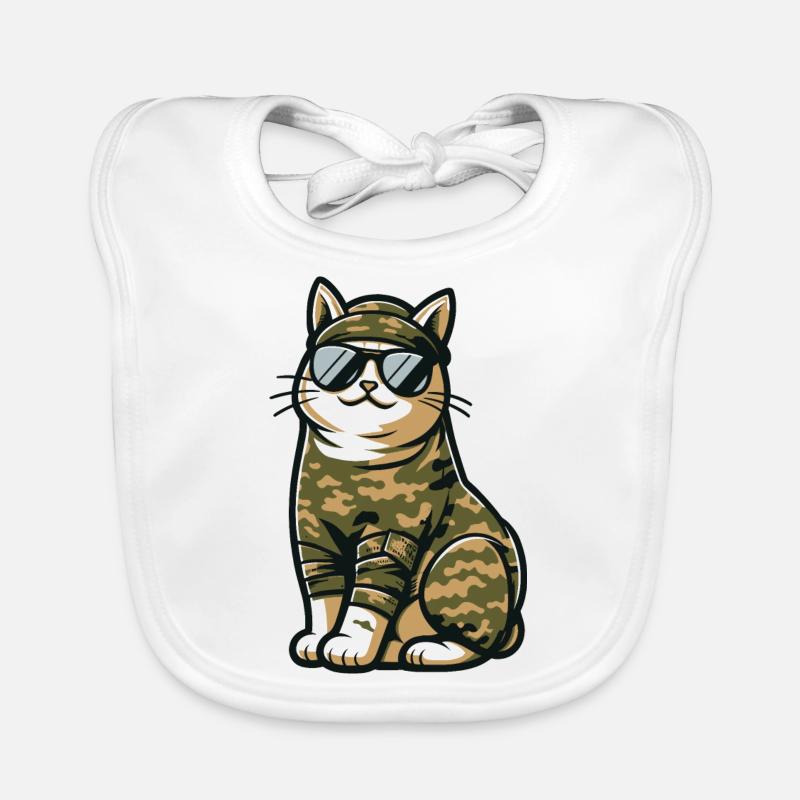 Chat camouflage Militaire Bavoir bio Bébé