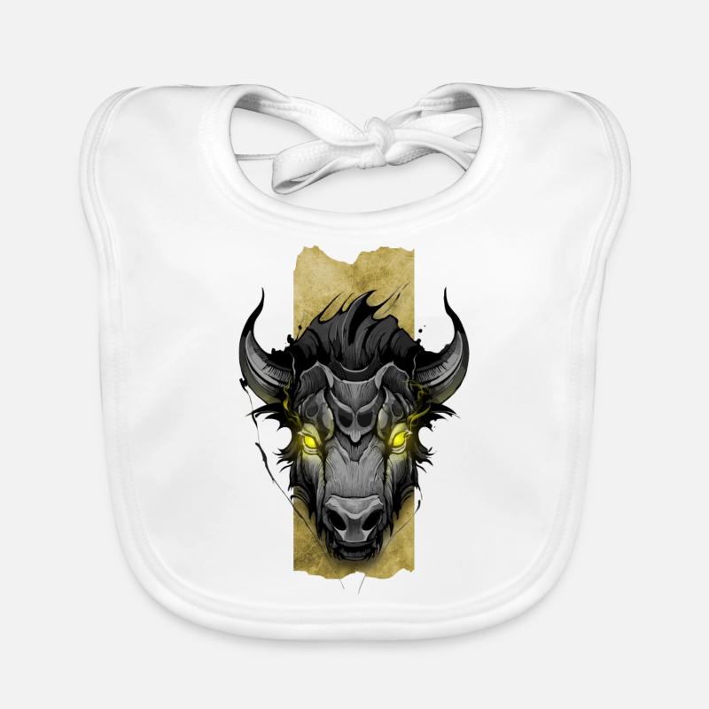 Luminous Bison: Bison with Glowing Yellow Eyes Organic Baby Bibs