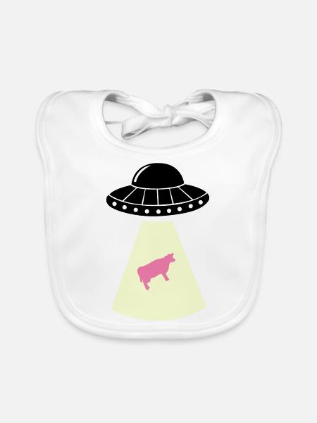 ufo kuh - Baby Bio-Lätzchen - Weiß - Vorne
