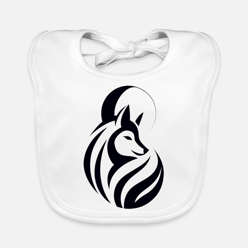 Tribal du loup - Bavoir bio Bébé - blanc