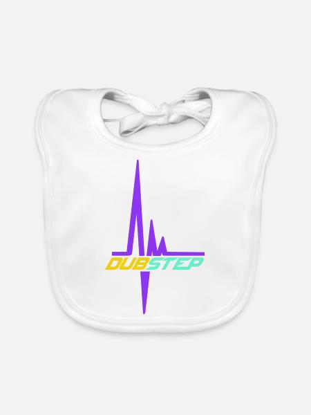Dub Step Techno Music Pulse Heartbeat Frequency - Organic Baby Bibs - white - Front