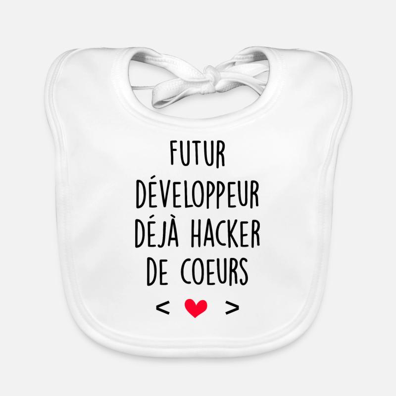Futur développeur déjà hacker de coeurs - Bavoir bio Bébé - blanc
