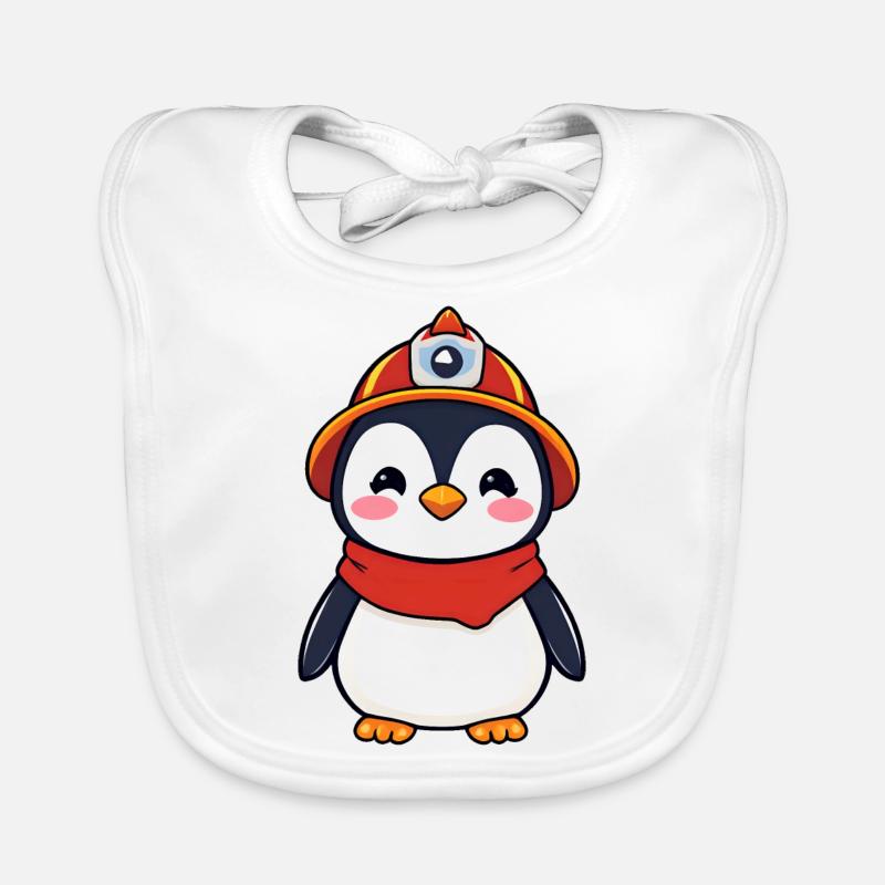 Hero Penguin Firefighter Organic Baby Bibs