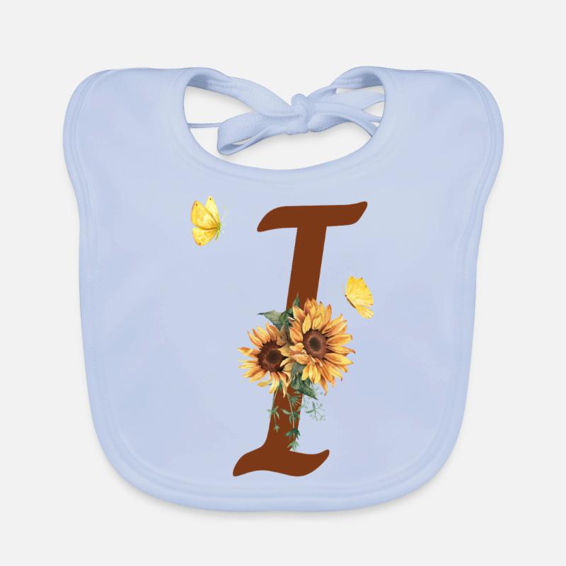 Buchstabe i Sonnenblume Schmetterling Baby Bio-Lätzchen