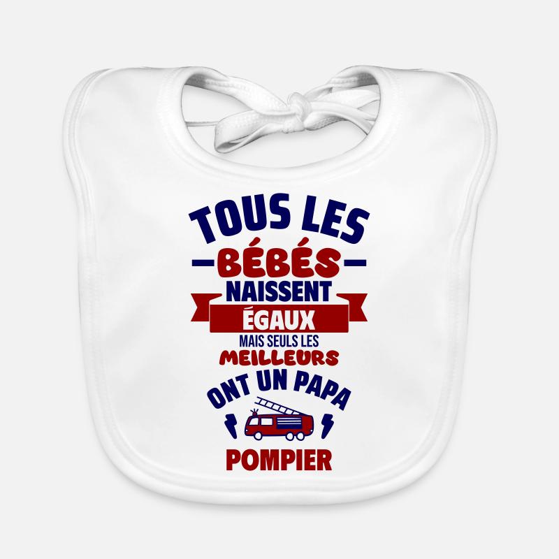 Bébé de Papa pompier,camion de pompier Bavoir bio Bébé
