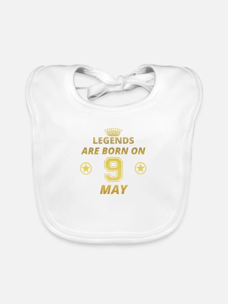 légendes anniversaire né le 9 mai - Bavoir bio Bébé - blanc - Devant