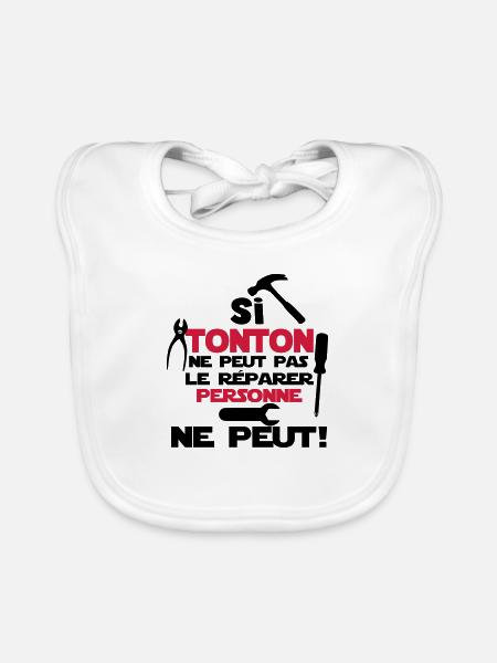 si tonton - Bavoir bio Bébé - blanc - Devant