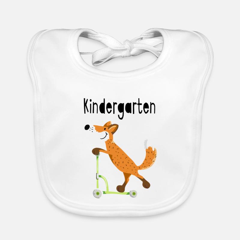 Auf den Kindergarten - lustiger Fuchs mit Roller Baby Bio-Lätzchen