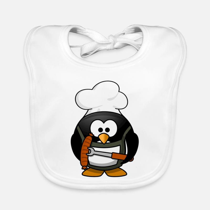 Cuisson du pingouin avec des saucisses grillées Bavoir bio Bébé