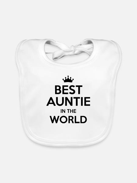 best auntie in the world - Bavoir bio Bébé - blanc