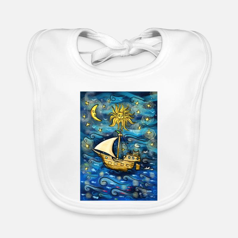 Schiff im Sternenmeer Baby Bio-Lätzchen