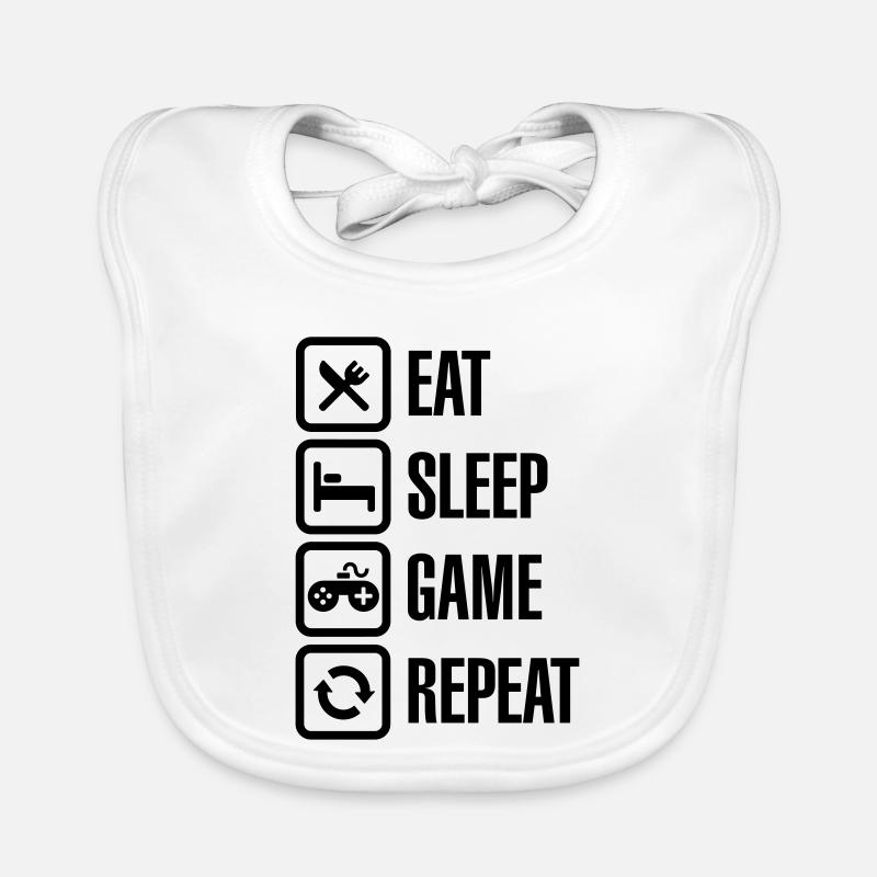 Eat sleep game repeat Bavoir bio Bébé