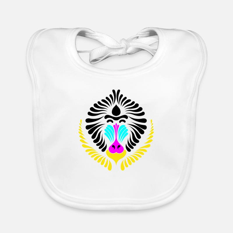 CMYK Mandrill - Bavoir bio Bébé - blanc