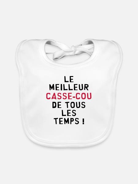 Casse-cou / Casse cou / Sport / Freestyle / Risque - Bavoir bio Bébé - blanc - Devant