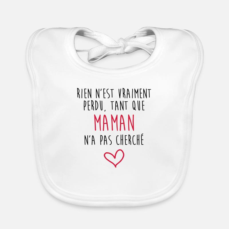 Maman / Fête des Mère / Enfant / Mere / Bébé - Bavoir bio Bébé - blanc