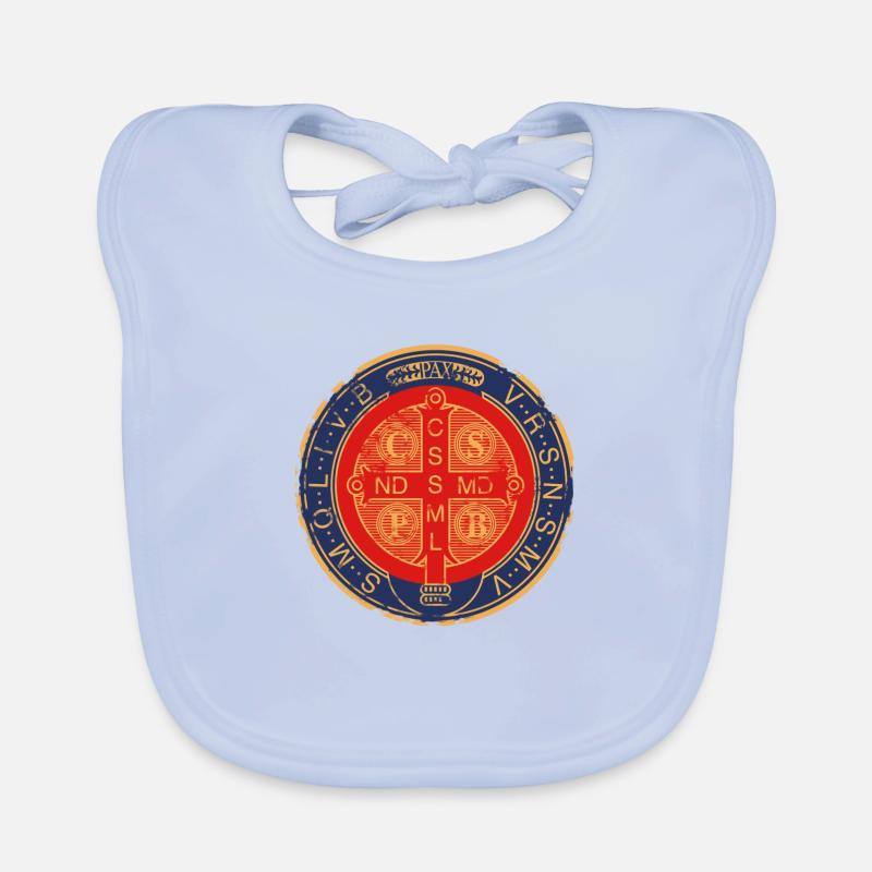 Saint Benedict Medal / St. Benedict Medal Organic Baby Bibs