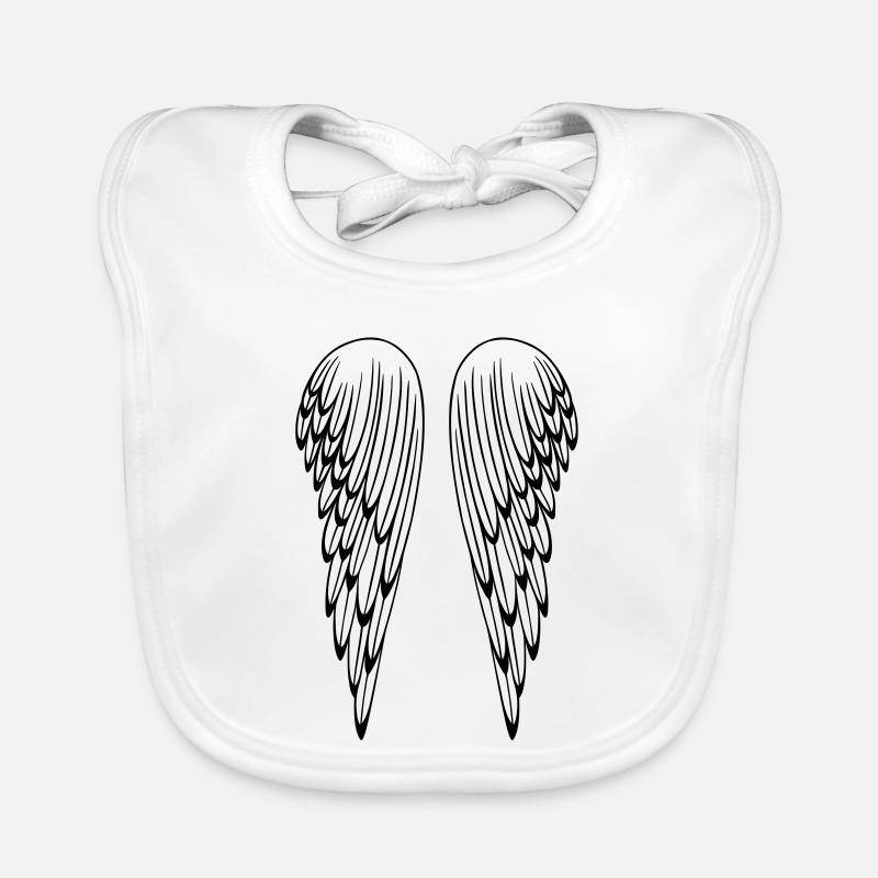 Ailes d'ange, ange gardien, ailes. - Bavoir bio Bébé - blanc