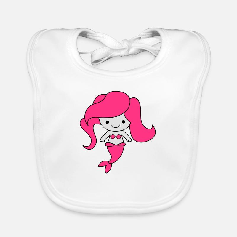 cute_mermaid_02 - Bavoir bio Bébé - blanc