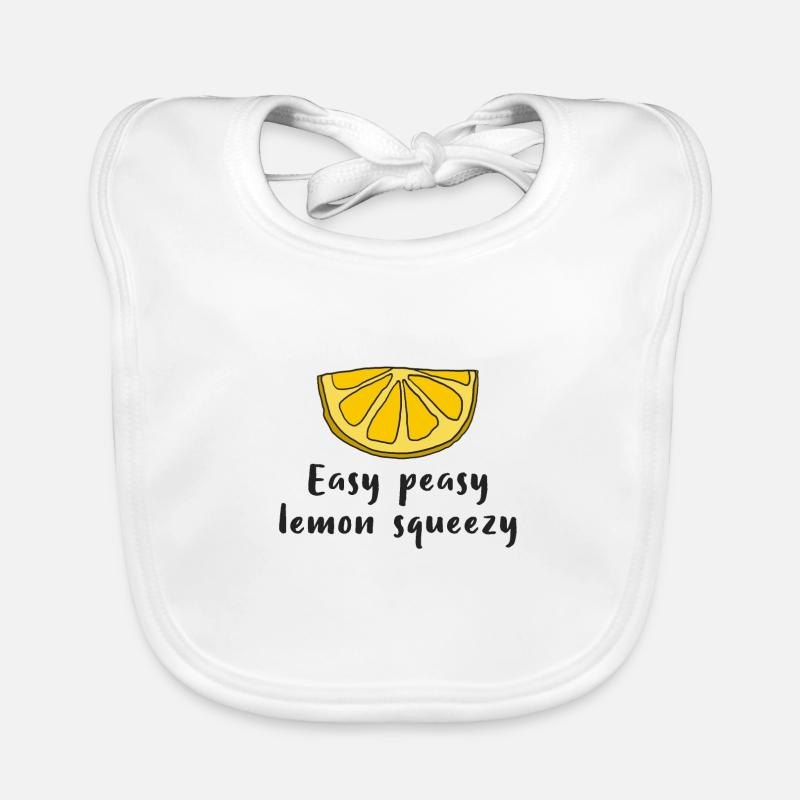 Lemon Lemon Easy peasy lemon squeezy - Organic Baby Bibs - white