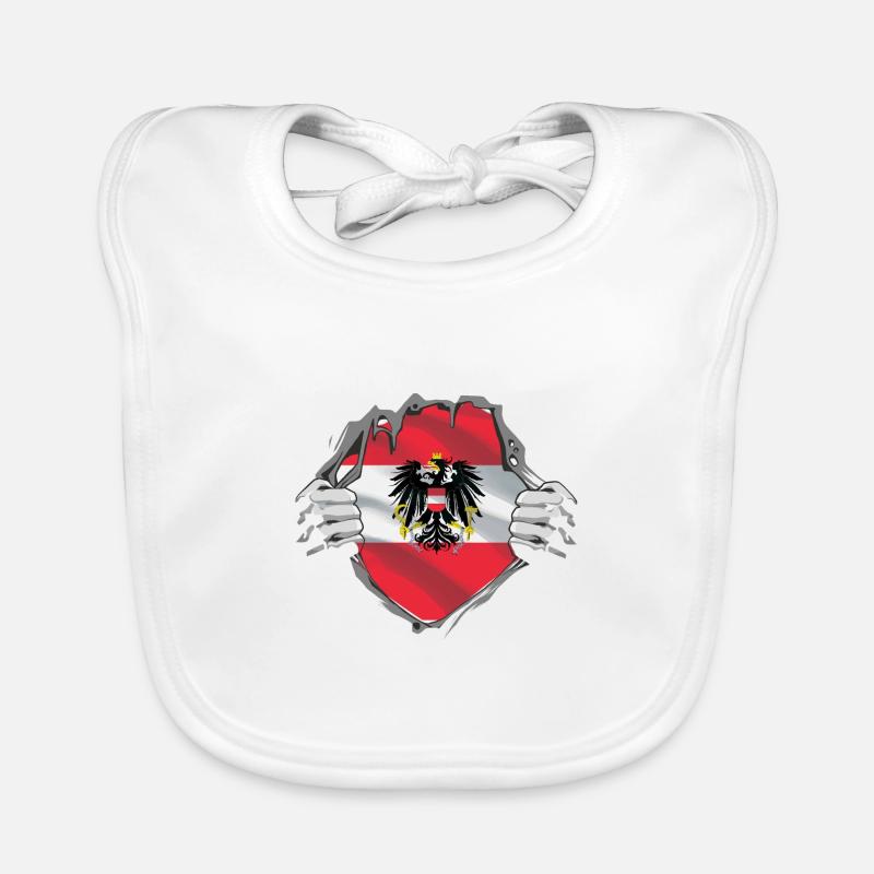 Österreich Flagge Wappen Superheld Geschenk - Baby Bio-Lätzchen - Weiß