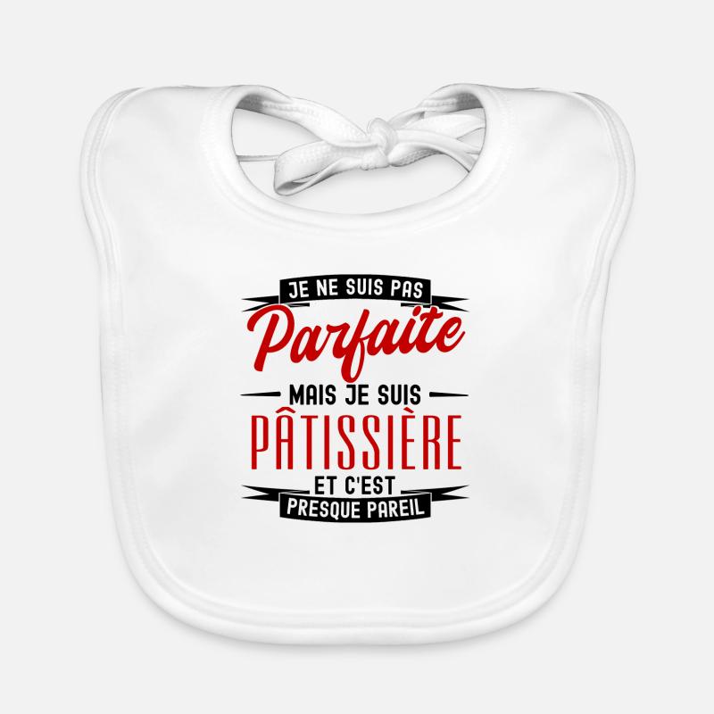 pas parfaite mais pâtissière - Bavoir bio Bébé - blanc