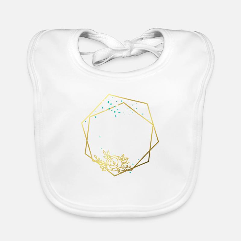 Frame Gold Rose Abstract Hexagon Hexagon Organic Baby Bibs