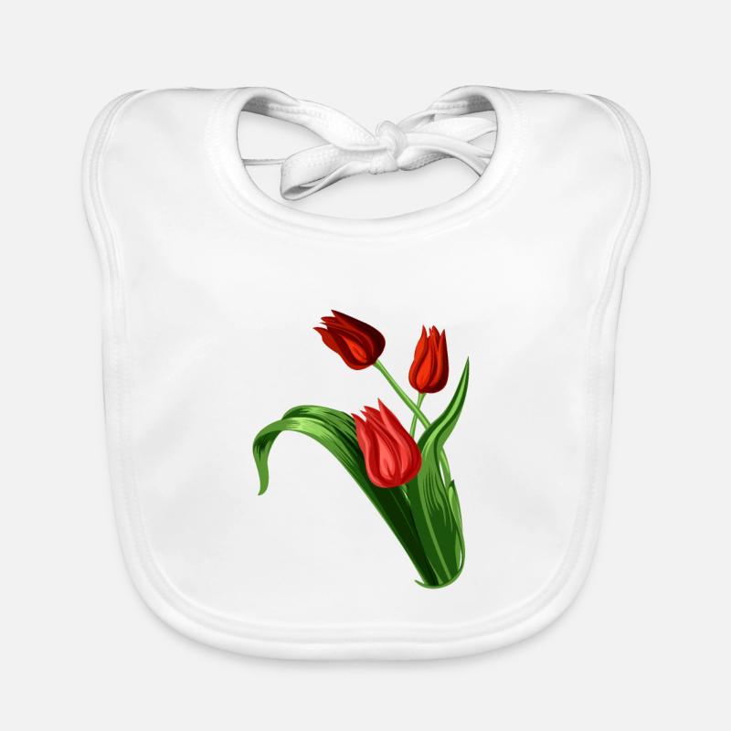 Illustration élégante de tulipes rouges Bavoir bio Bébé